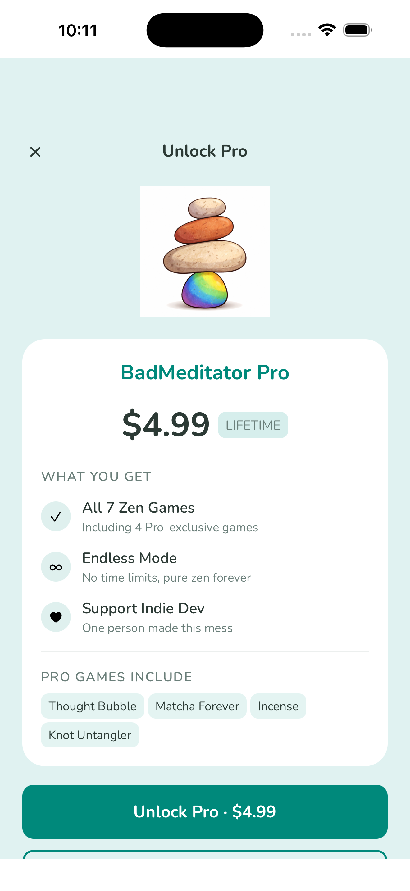 BadMeditator Pro unlock screen